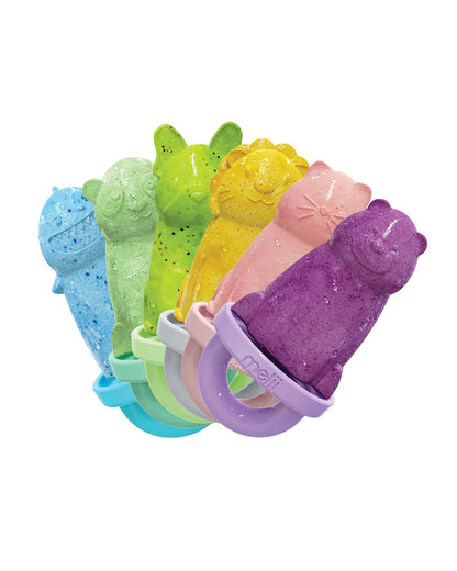 Melii 6 Piece Animal Ice Pops With Tray-Feeding Accessories-BPA Free Silicone Moulds-Multicolor-6M+