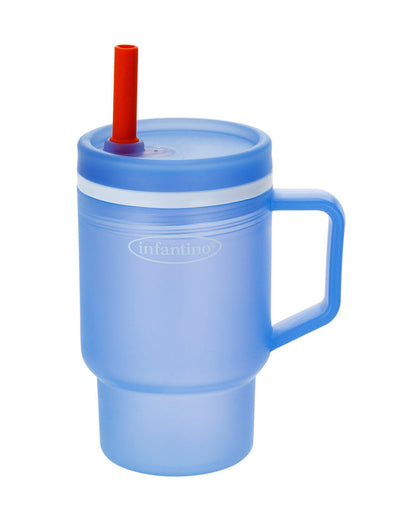 Infantino My 1st Tumbler-Leak Resistant Straw-Easy to Clean-Lightweight-Easy to Hold-Silicone Tumbler-Blue-6M to 48M