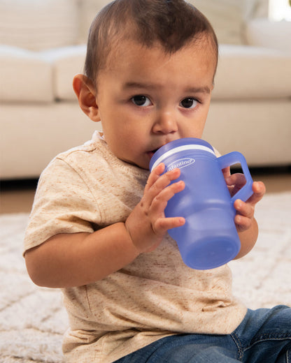 Infantino My 1st Tumbler-Leak Resistant Straw-Easy to Clean-Lightweight-Easy to Hold-Silicone Tumbler-Blue-6M to 48M