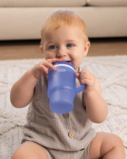 Infantino My 1st Tumbler-Leak Resistant Straw-Easy to Clean-Lightweight-Easy to Hold-Silicone Tumbler-Blue-6M to 48M
