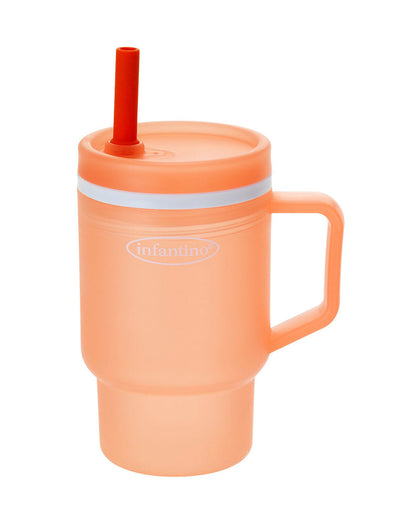 Infantino My 1st Tumbler-Leak Resistant Straw-Easy to Clean-Lightweight-Easy to Hold-Silicone Tumbler-Pink-6M to 48M
