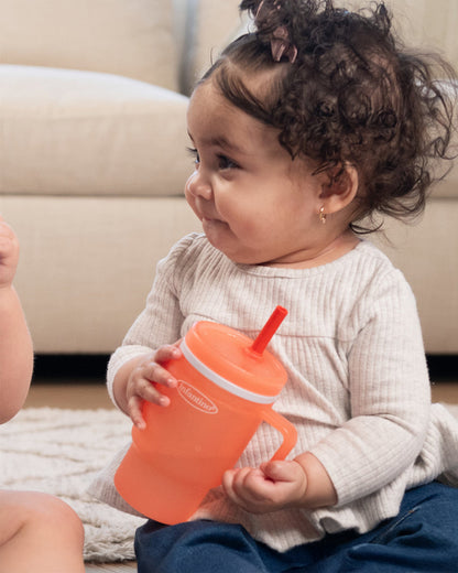 Infantino My 1st Tumbler-Leak Resistant Straw-Easy to Clean-Lightweight-Easy to Hold-Silicone Tumbler-Pink-6M to 48M