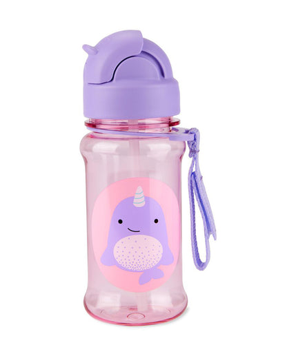 Skip Hop Zoo Straw Bottle With Tritan-Handy Grab Strap-Narwhal-355 ml