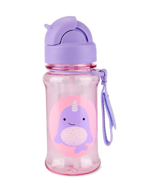 Skip Hop Zoo Straw Bottle With Tritan-Handy Grab Strap-Narwhal-355 ml