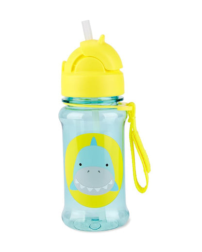 Skip Hop Zoo Straw Bottle With Tritan-Handy Grab Strap-Shark-355 ml