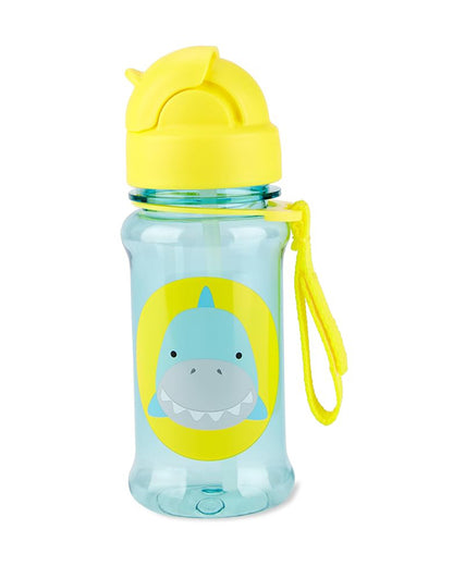 Skip Hop Zoo Straw Bottle With Tritan-Handy Grab Strap-Shark-355 ml