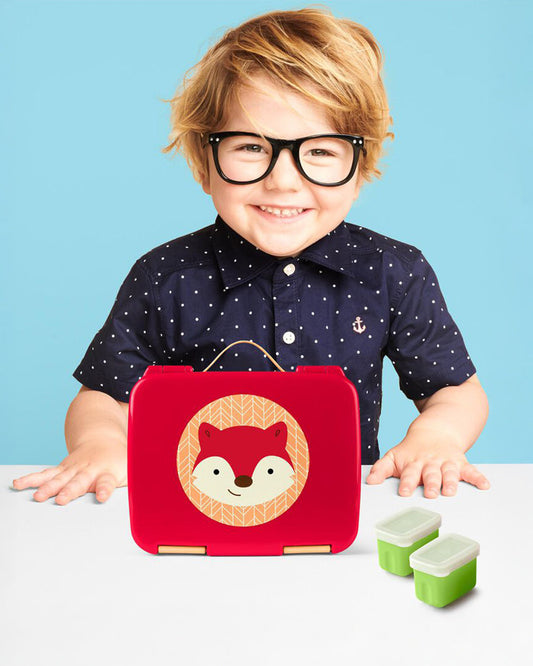 Skip Hop Zoo School Essentials Kit-Bento Lunch Box(700ml)-Straw Sipper(390ml)-Fox-3Y+
