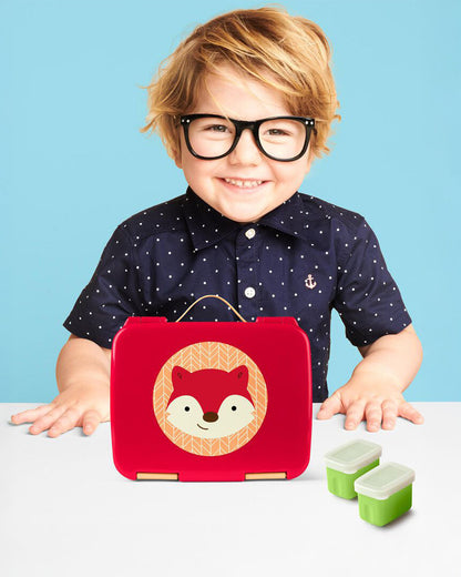 Skip Hop School Essentials Kit-Bento Lunch Box(700ml)-Tritan Straw Sipper(355ml)-Bagpack-Fox-3Y+