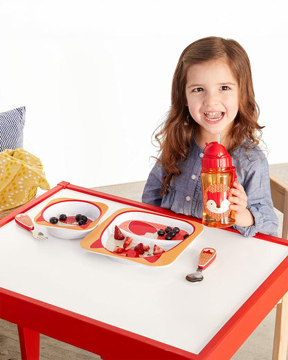 Skip Hop Zootensils-Fox-Stainless Steel Spoon & Fork Set-Soft Sides For Easy Grip-For Infants