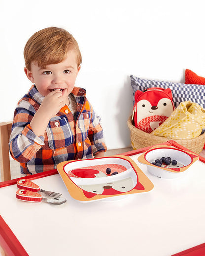 Skip Hop Zootensils-Fox-Stainless Steel Spoon & Fork Set-Soft Sides For Easy Grip-For Infants