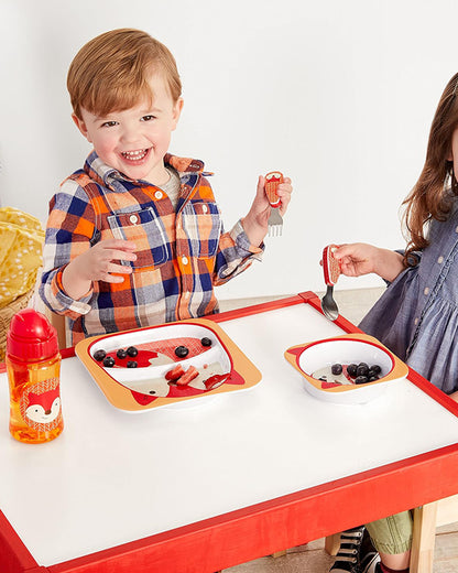 Skip Hop Zootensils-Fox-Stainless Steel Spoon & Fork Set-Soft Sides For Easy Grip-For Infants