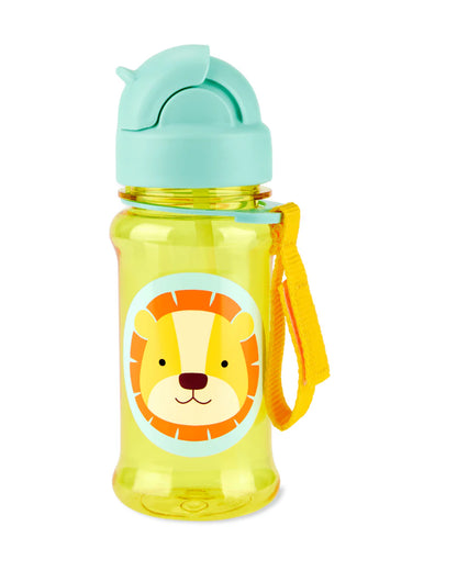 Skip Hop Zoo Straw Bottle With Tritan-Handy Grab Strap-Lion-355 ml