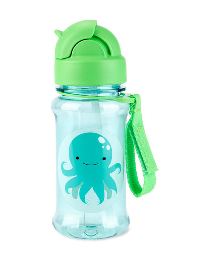 Skip Hop Zoo Straw Bottle With Tritan-Handy Grab Strap-Octopus-355 ml