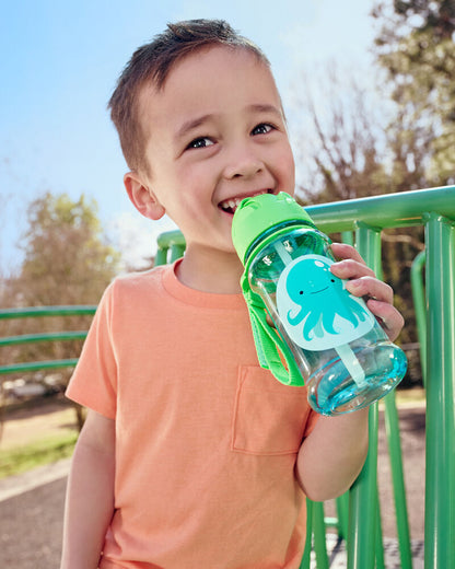 Skip Hop Zoo Straw Bottle With Tritan-Handy Grab Strap-Octopus-355 ml