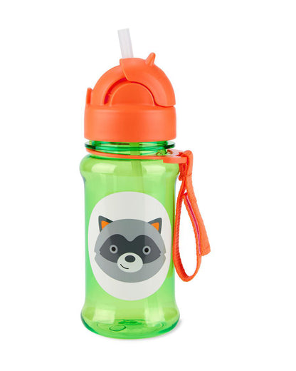 Skip Hop Zoo Straw Bottle With Tritan-Handy Grab Strap-Racoon-355 ml
