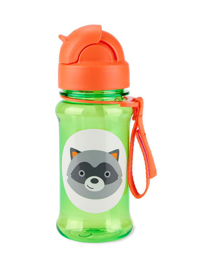 Skip Hop Zoo Straw Bottle With Tritan-Handy Grab Strap-Racoon-355 ml