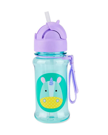 Skip Hop Zoo Straw Bottle With Tritan-Handy Grab Strap-Unicorn-355 ml