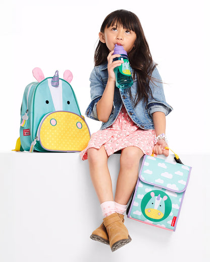 Skip Hop Zoo Straw Bottle With Tritan-Handy Grab Strap-Unicorn-355 ml