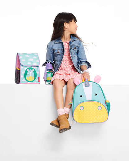 Skip Hop Zoo Straw Bottle With Tritan-Handy Grab Strap-Unicorn-355 ml