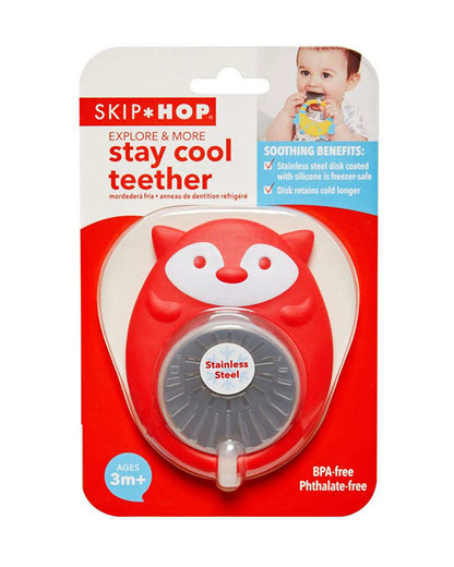 Skip Hop E&M Stay Cool Rattle Teether-Fox-Stainless Steel-Freezer Safe-3M+