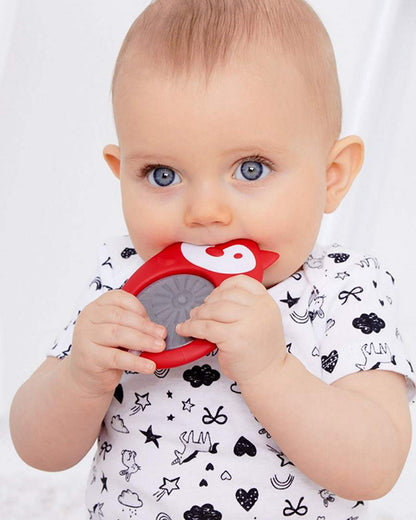 Skip Hop E&M Stay Cool Rattle Teether-Fox-Stainless Steel-Freezer Safe-3M+