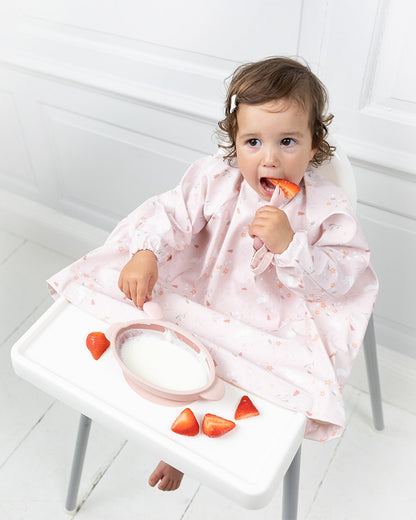 Bibado Handi Cutlery-Attachable Weaning Spoon & Fork Set-Botanical Bunnies Blush-For Infants