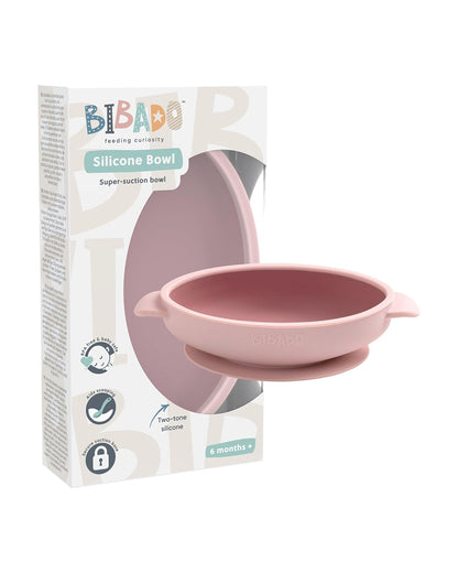 Bibado Silicone Suction Bowl-With Suction Base-Easy Scoop Design-Blush-For Feeding Infants