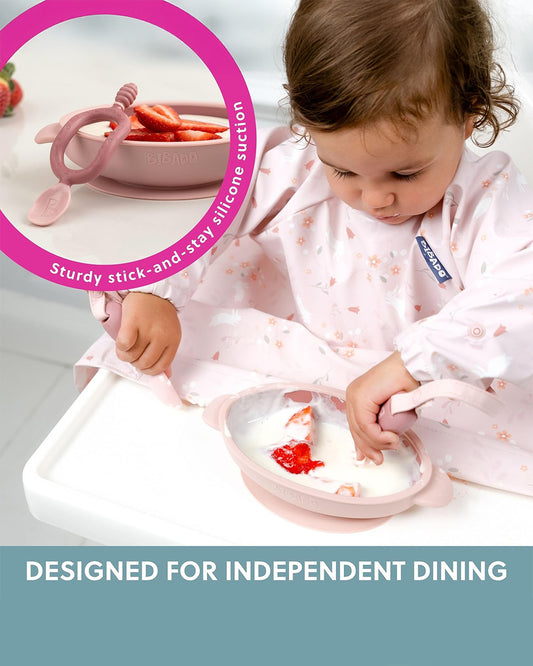 Bibado Silicone Suction Bowl-With Suction Base-Easy Scoop Design-Blush-For Feeding Infants