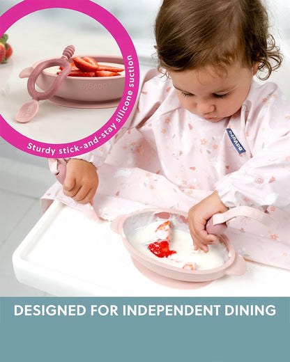 Bibado Meal Set Combo-Strong Suction Base-Encourages Self Feeding-Pack of 3-Blush