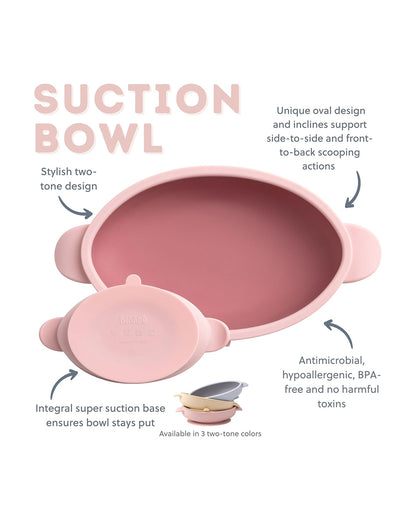 Bibado Silicone Suction Bowl-With Suction Base-Easy Scoop Design-Blush-For Feeding Infants