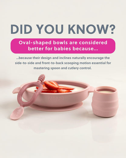 Bibado Silicone Suction Bowl-With Suction Base-Easy Scoop Design-Blush-For Feeding Infants