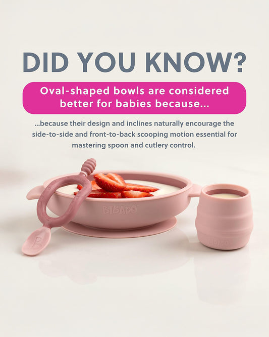 Bibado Silicone Suction Bowl-With Suction Base-Easy Scoop Design-Blush-For Feeding Infants