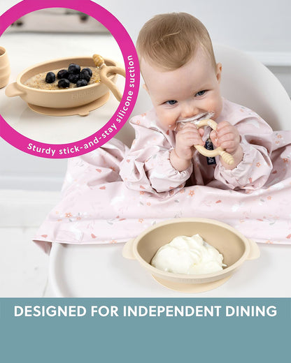Bibado Silicone Suction Bowl-With Suction Base-Easy Scoop Design-Fawn-For Feeding Infants