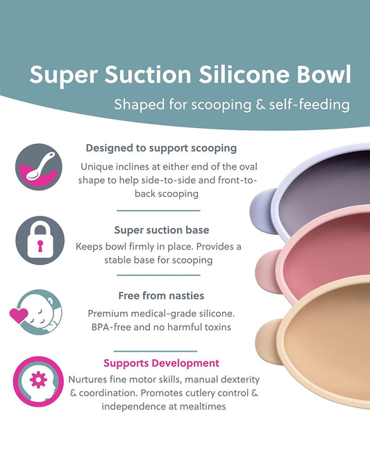 Bibado Silicone Suction Bowl-With Suction Base-Easy Scoop Design-Fawn-For Feeding Infants