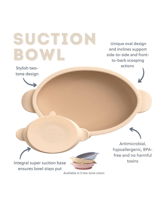 Bibado Silicone Suction Bowl-With Suction Base-Easy Scoop Design-Fawn-For Feeding Infants