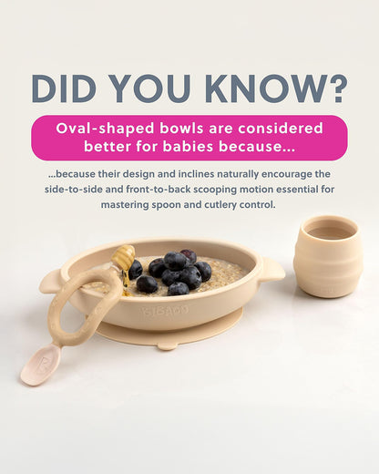 Bibado Silicone Suction Bowl-With Suction Base-Easy Scoop Design-Fawn-For Feeding Infants