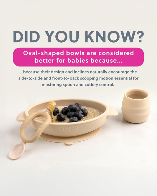 Bibado Silicone Suction Bowl-With Suction Base-Easy Scoop Design-Fawn-For Feeding Infants