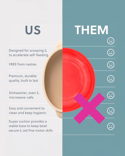 Bibado Silicone Suction Bowl-With Suction Base-Easy Scoop Design-Fawn-For Feeding Infants