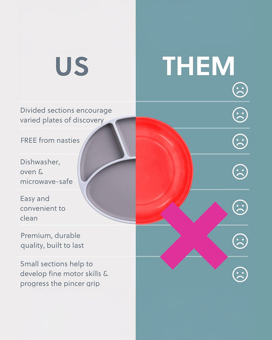 Bibado Silicone Divider Plate-Mist-With Suction Foot-Medical Grade-For Feeding Infants