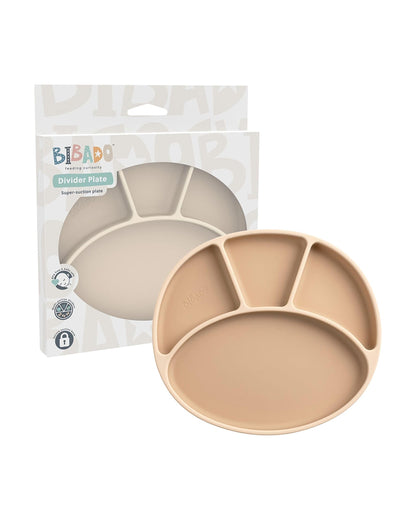 Bibado Silicone Divider Plate-Fawn-With Suction Foot-Medical Grade-For Feeding Infants