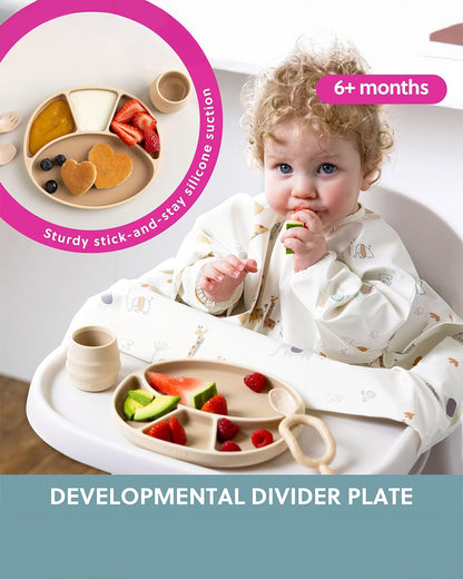 Bibado Meal Set Combo-Strong Suction Base-Encourages Self Feeding-Pack of 4-Fawn