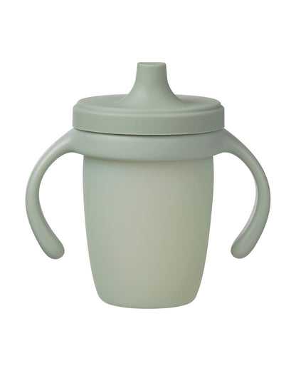 b.box Silicone Spout Cup-With Removable Easy Grip Handles & Leakproof Lid-Translucent Water Level Monitor-Sage Green-240 ml
