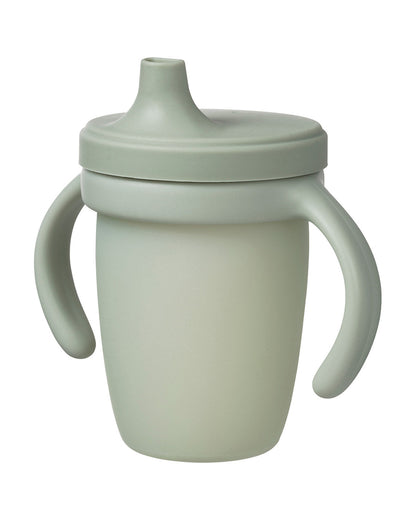 b.box Silicone Spout Cup-With Removable Easy Grip Handles & Leakproof Lid-Translucent Water Level Monitor-Sage Green-240 ml