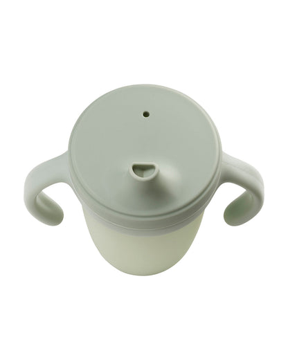b.box Silicone Spout Cup-With Removable Easy Grip Handles & Leakproof Lid-Translucent Water Level Monitor-Sage Green-240 ml
