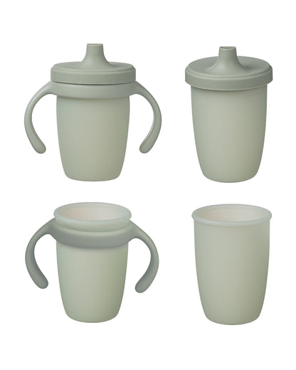 b.box Silicone Spout Cup-With Removable Easy Grip Handles & Leakproof Lid-Translucent Water Level Monitor-Sage Green-240 ml