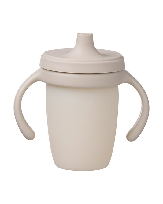 b.box Silicone Spout Cup-With Removable Easy Grip Handles & Leakproof Lid-Translucent Water Level Monitor-Latte-240 ml
