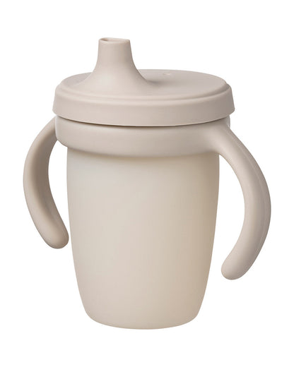 b.box Silicone Spout Cup-With Removable Easy Grip Handles & Leakproof Lid-Translucent Water Level Monitor-Latte-240 ml