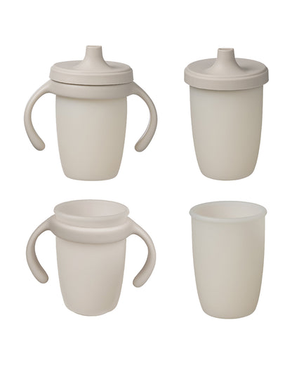 b.box Silicone Spout Cup-With Removable Easy Grip Handles & Leakproof Lid-Translucent Water Level Monitor-Latte-240 ml