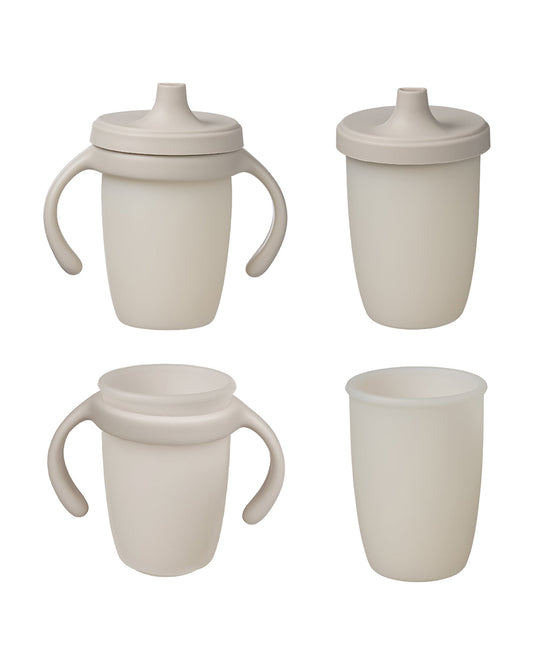 b.box Silicone Spout Cup-With Removable Easy Grip Handles & Leakproof Lid-Translucent Water Level Monitor-Latte-240 ml