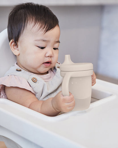 b.box Silicone Spout Cup-With Removable Easy Grip Handles & Leakproof Lid-Translucent Water Level Monitor-Latte-240 ml